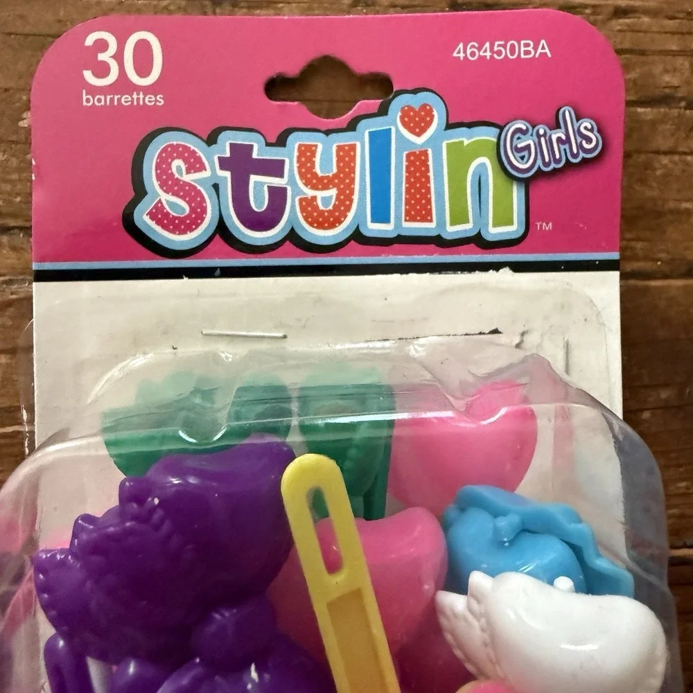 Stylin' Girls 30 Bow Barrettes Sealed Hair Clips Colorful Plastic NOS 2010s